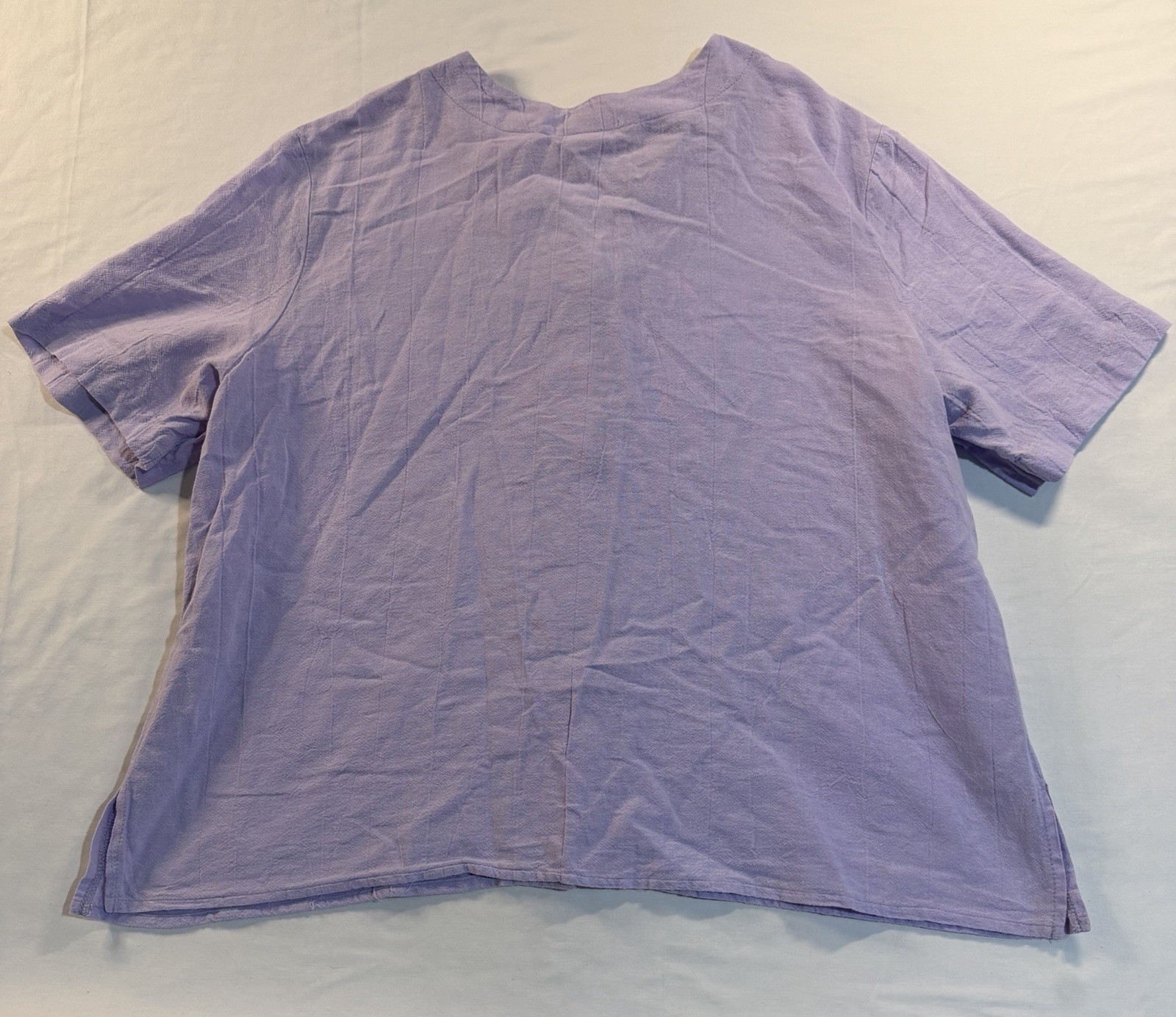 Vintage 220 Hickory Purple Lilac Button Front Blouse XLG Butterfly Pocket Cotton