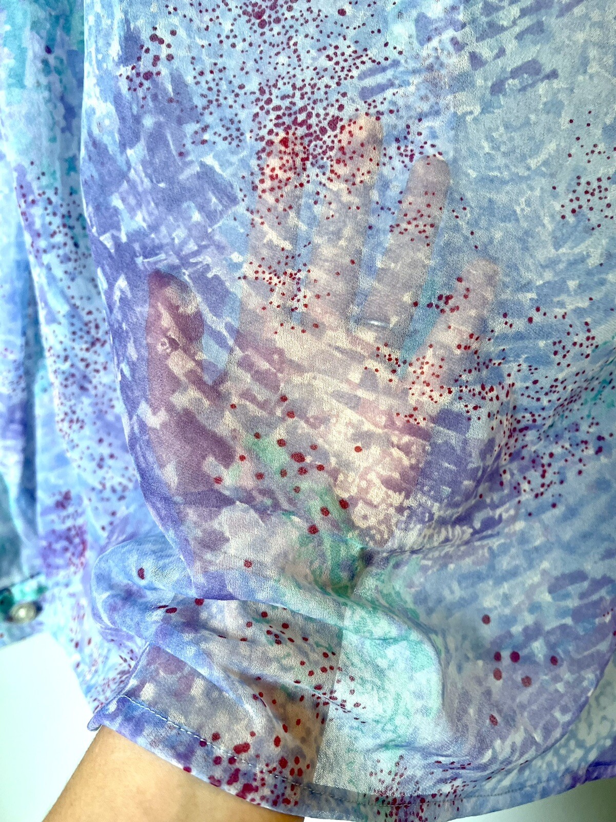 Vintage 70s Alex Garay Sheer Women’s Long Sleeve Blouse Trevira Polyester- Sz 16