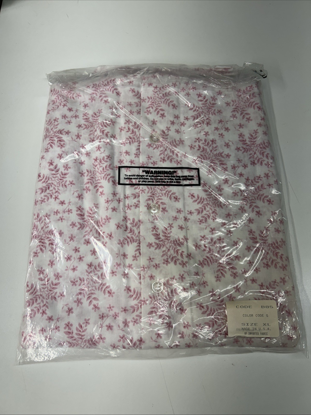 Vintage Haband Women’s Pink White Floral Button Up Light Weight Shirt Xl