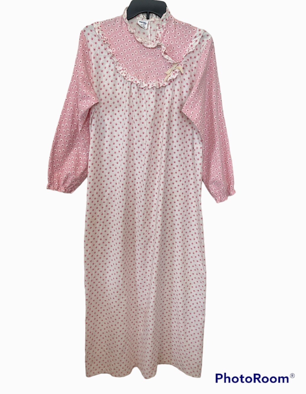 Vtg Dream Wear Nightgown Small Womens Flannel Pink Granny Modest Floral USA Read