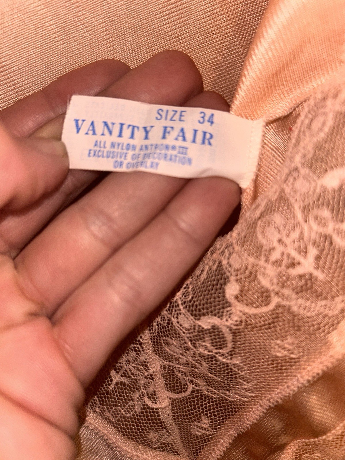 Vintage Vanity Fair Camisole Pink Blush Lace Trimmed Cami Size 34 Lingerie Top
