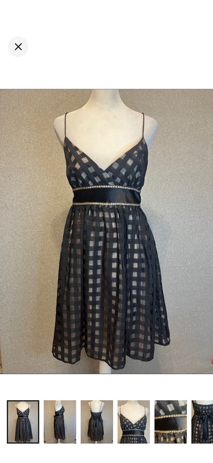 VTG 90s Teeze Me Black Formal Party Dress Fit + Flare Babydoll Sheer Straps NWT