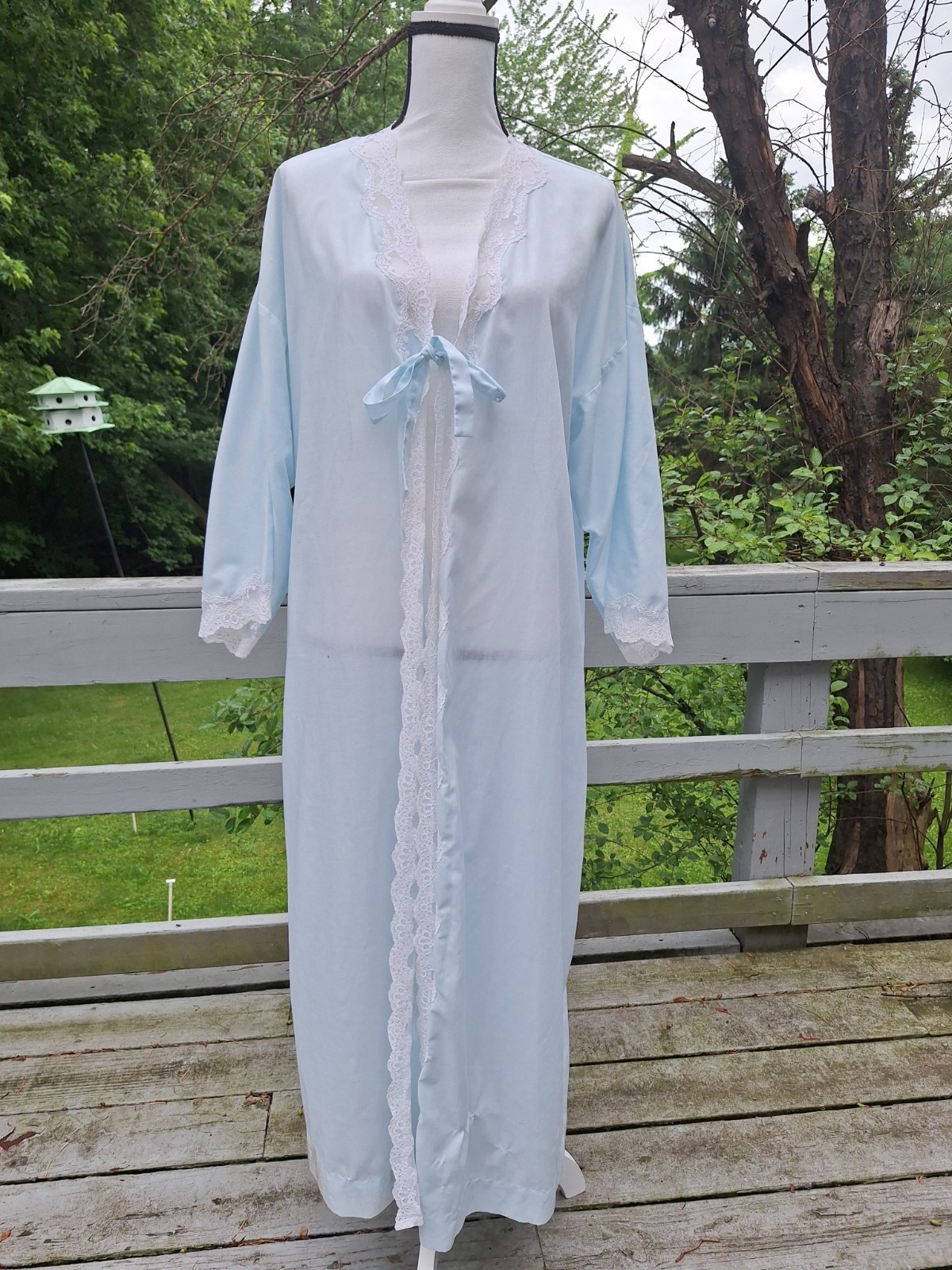 Corhan Vintage Baby Blue Bathrobe Dressing Robe Large
