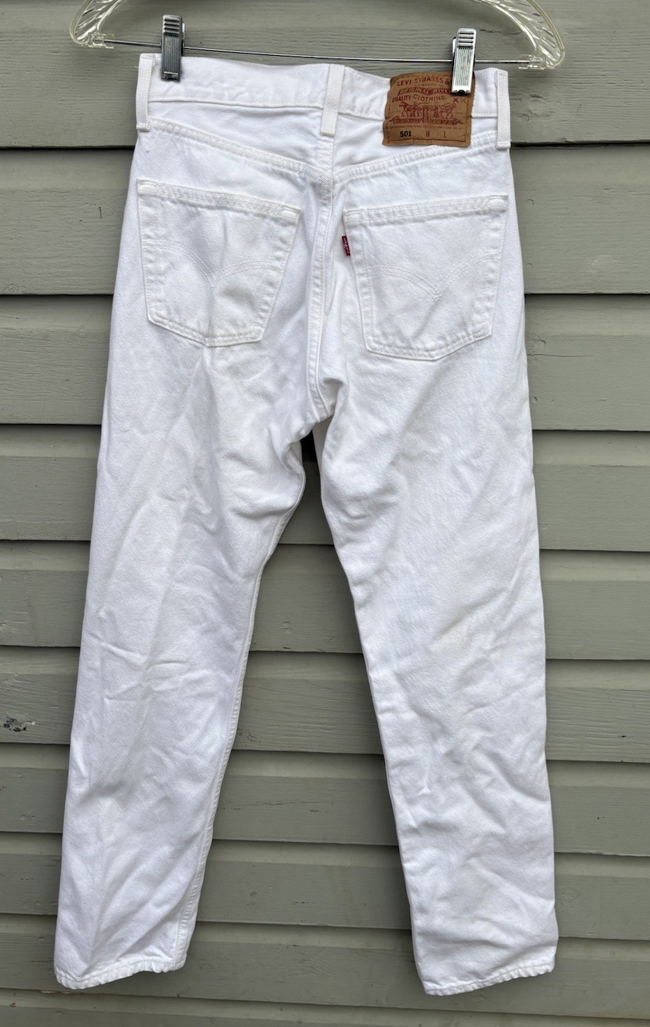 VTG Y2K Levi’s 501 White Button Fly Denim Jeans Women’s 25×31 Measured USA Made