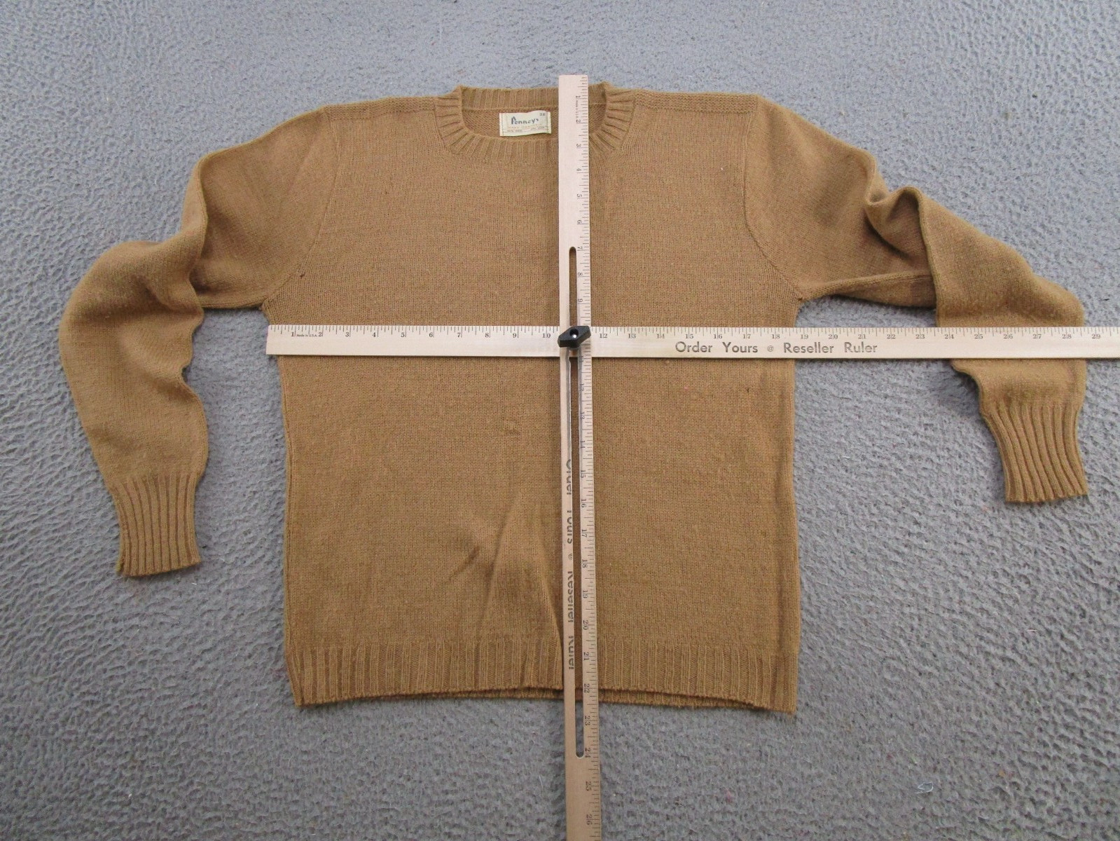 Vintage 70s 80s Penney’s 100% Wool Pullover Sweater Size 38 Brown Preppy Retro