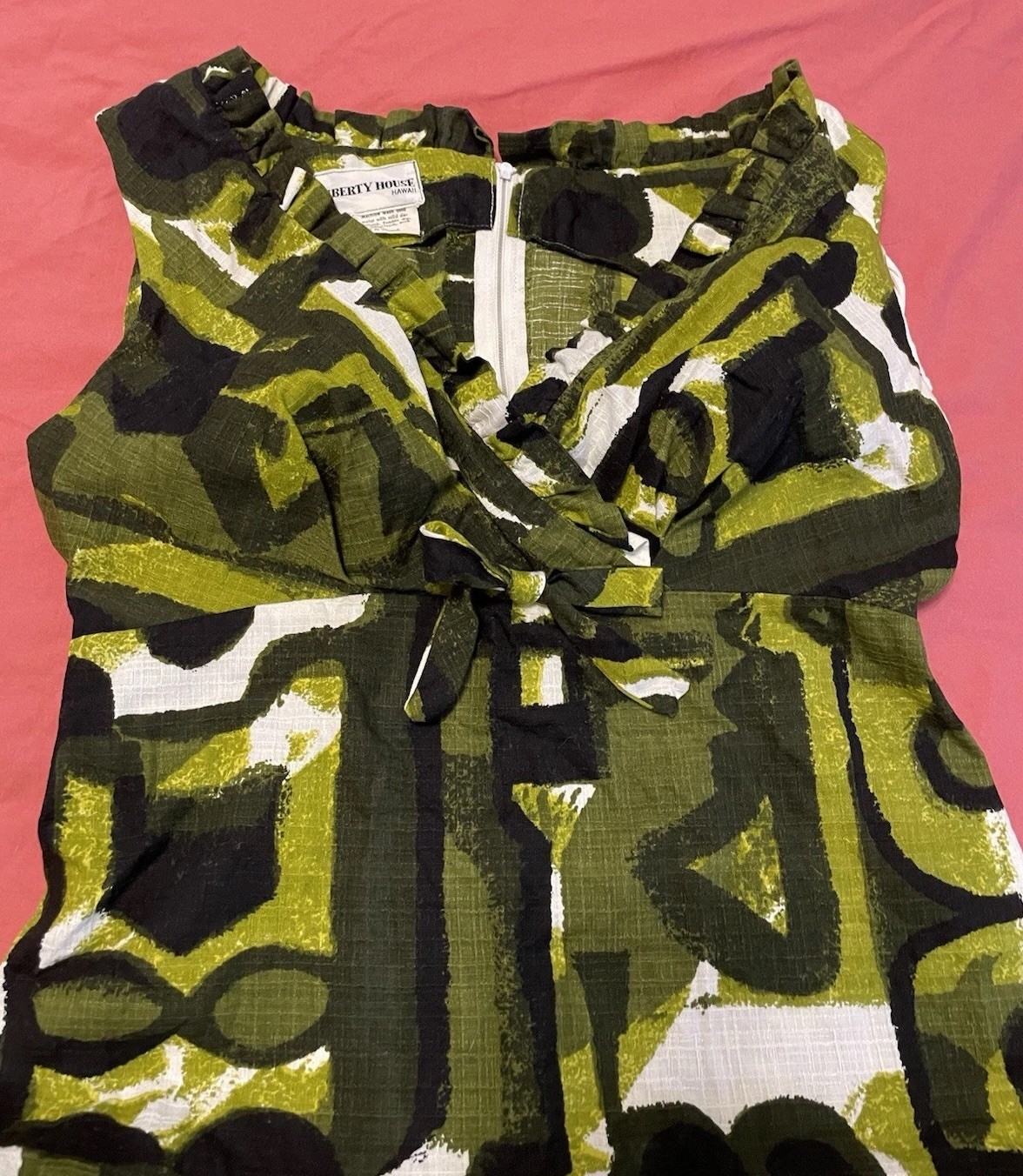 Vintage Liberty House Hawaii Maxi Dress Size S Abstract Pattern Green And Black