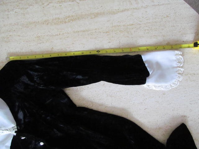 Black Velvet White Collar Cuffs Large Crystal Buttons Mini GoGo Retro VTG 1960’s