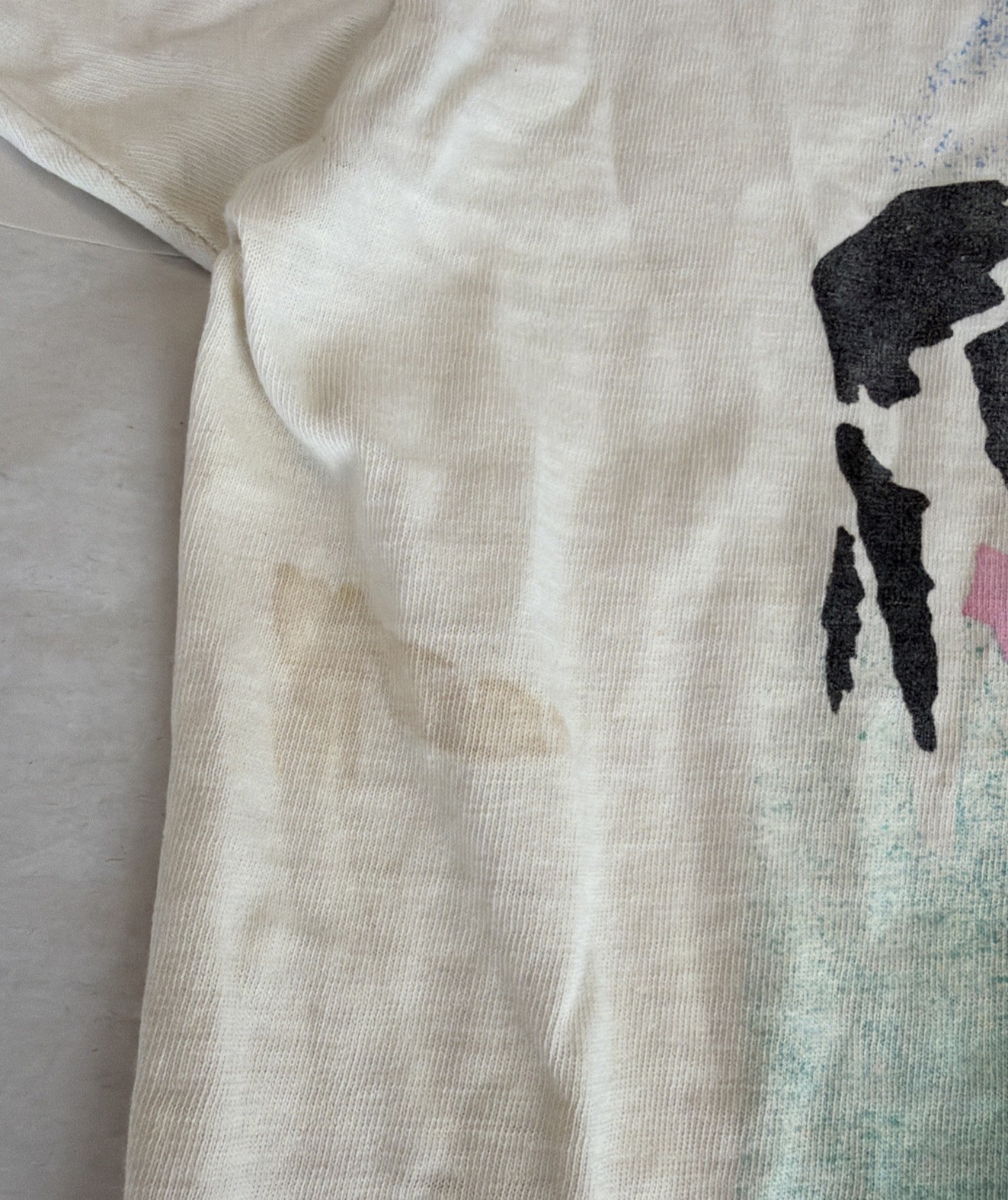 Vtg 80’s Oneita Power-T Stanford Farm Animal Size XL Cream Single Stitch T-shirt