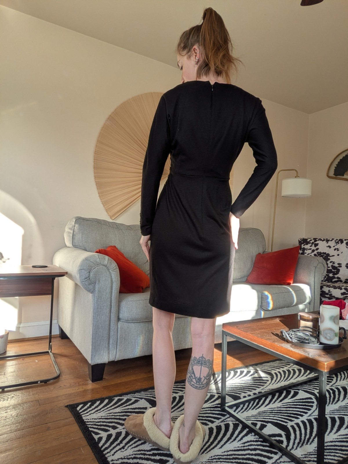 1970s Wool Wrap Style Dress With Button Details