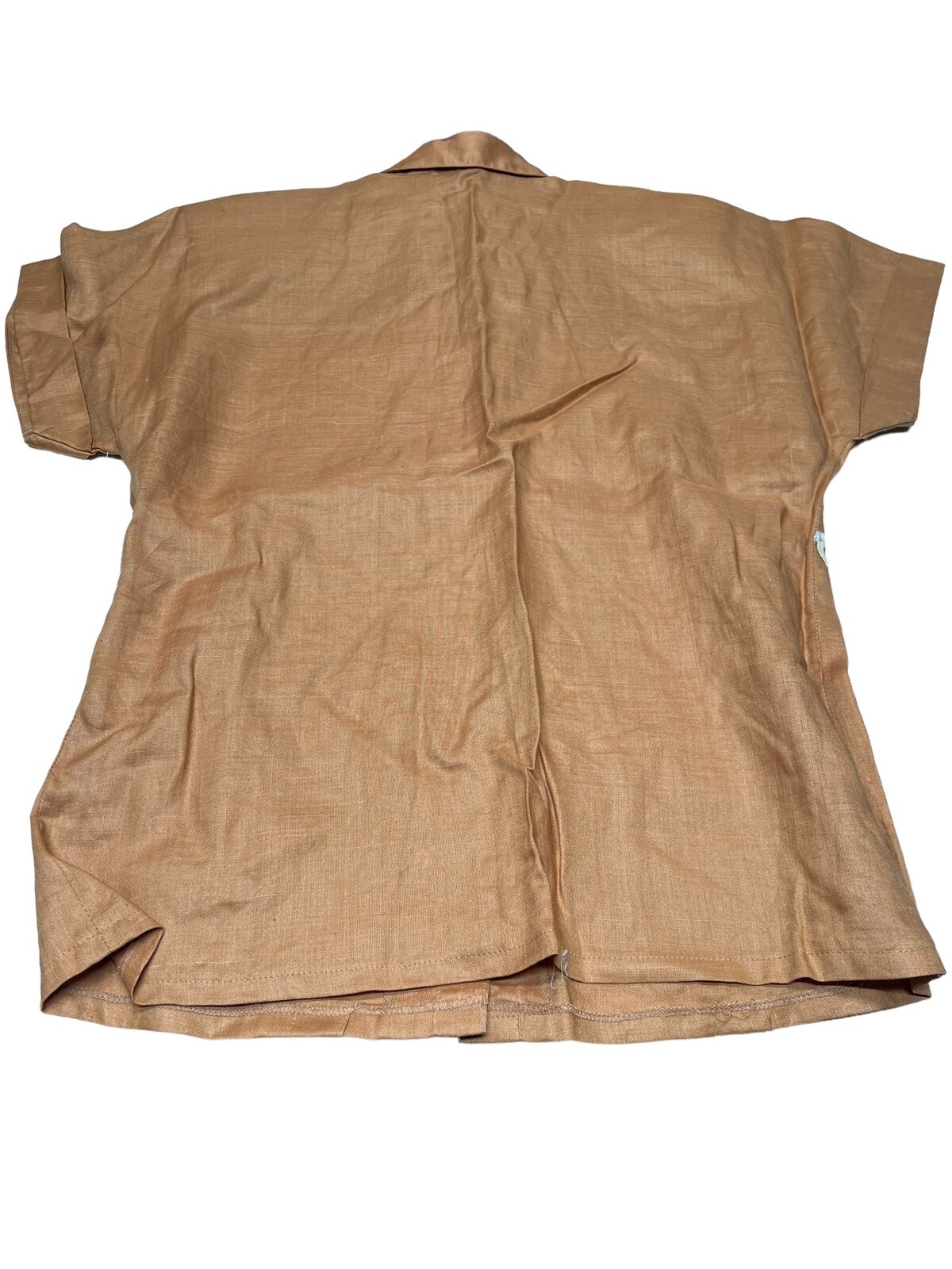 Vtg NOS Anne French Artsy Art to Wear Embellished 100% Ramie Blouse SZ 8 Brown