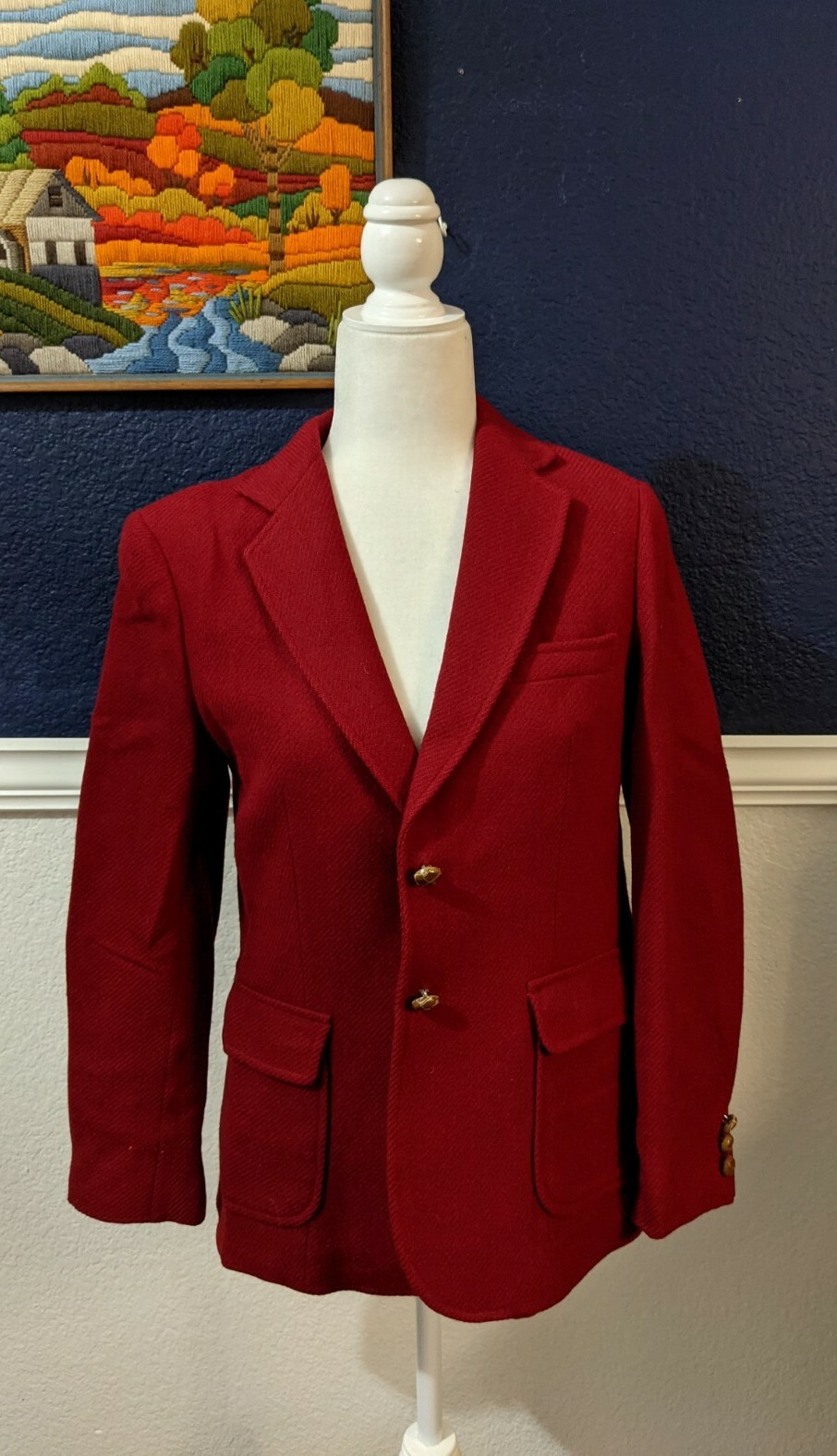 VTG Redwood & Ross Red Textured Blazer Jacket Sz 10 Medium M