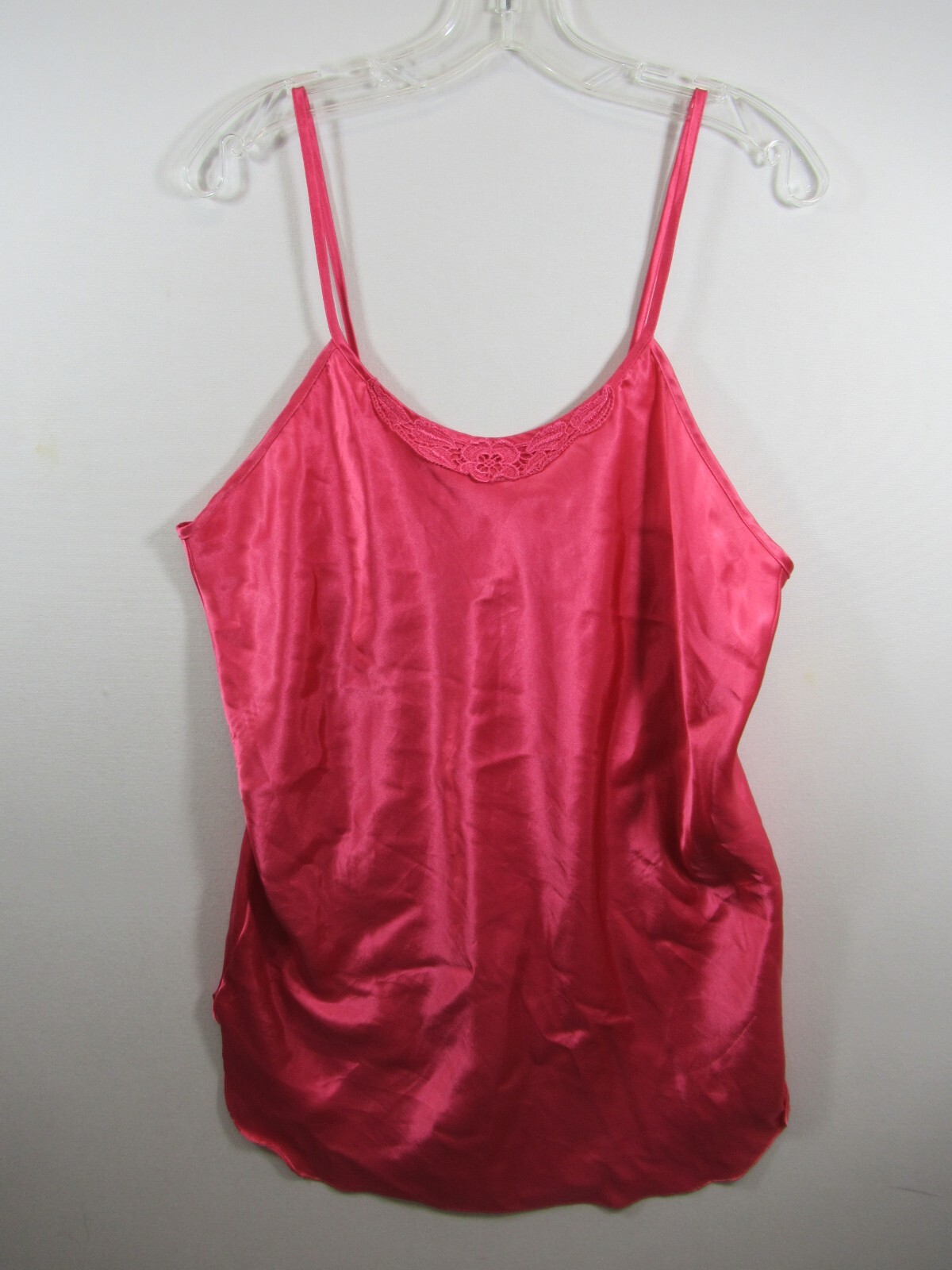 Vintage 90s Basic Editions Pink Satin Babydoll Chemise Large Sleeveless