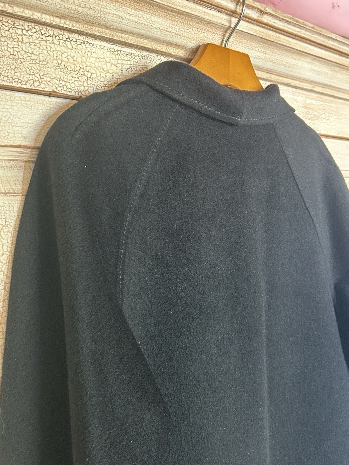 Valentino Virgin Wool Cashgora Colorblock Coat Black Ivory VTG Made In Italy