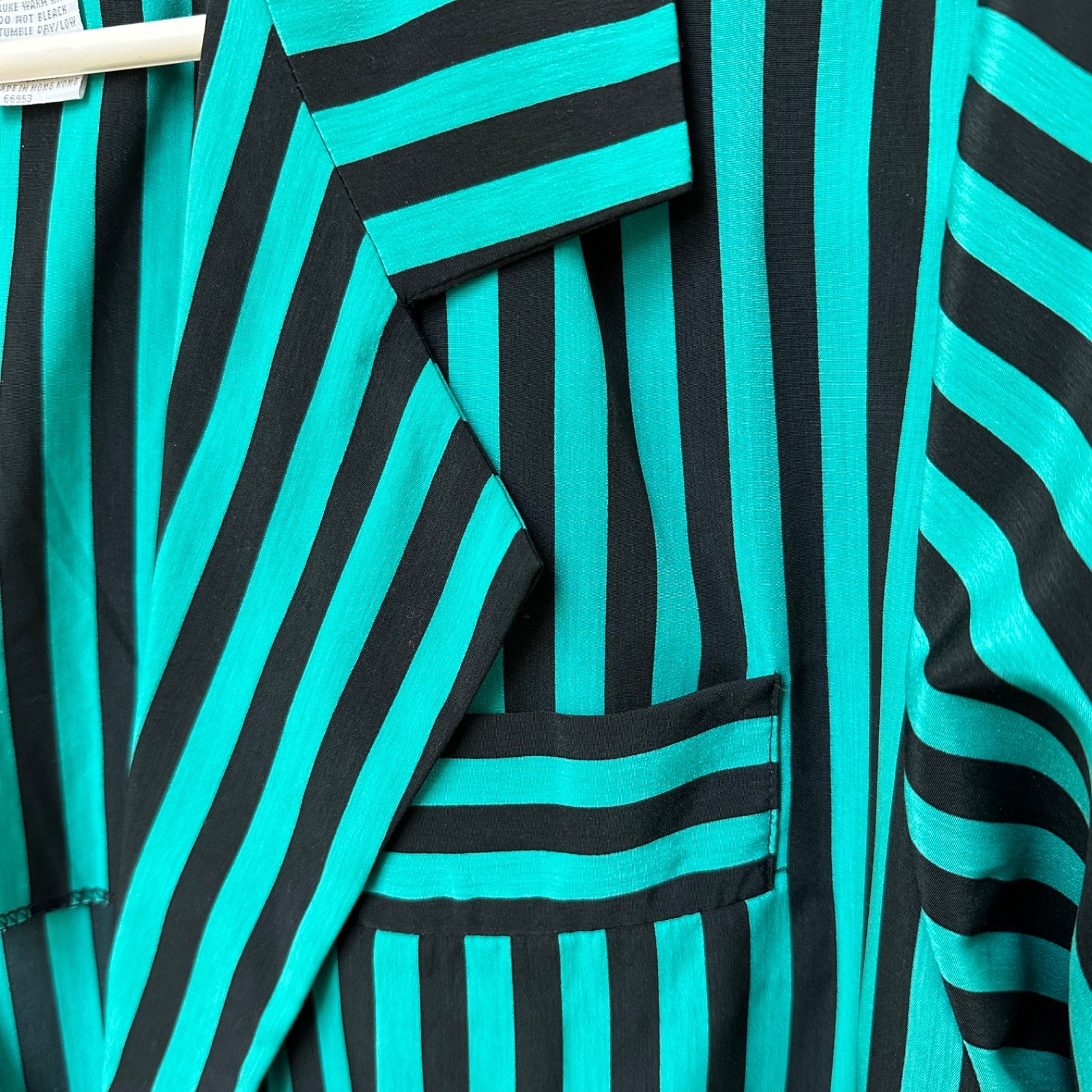 VTG 80s 90s Leslie Fay Striped Blazer 8P Teal Black Beetlejuice Whimsygoth Jacke