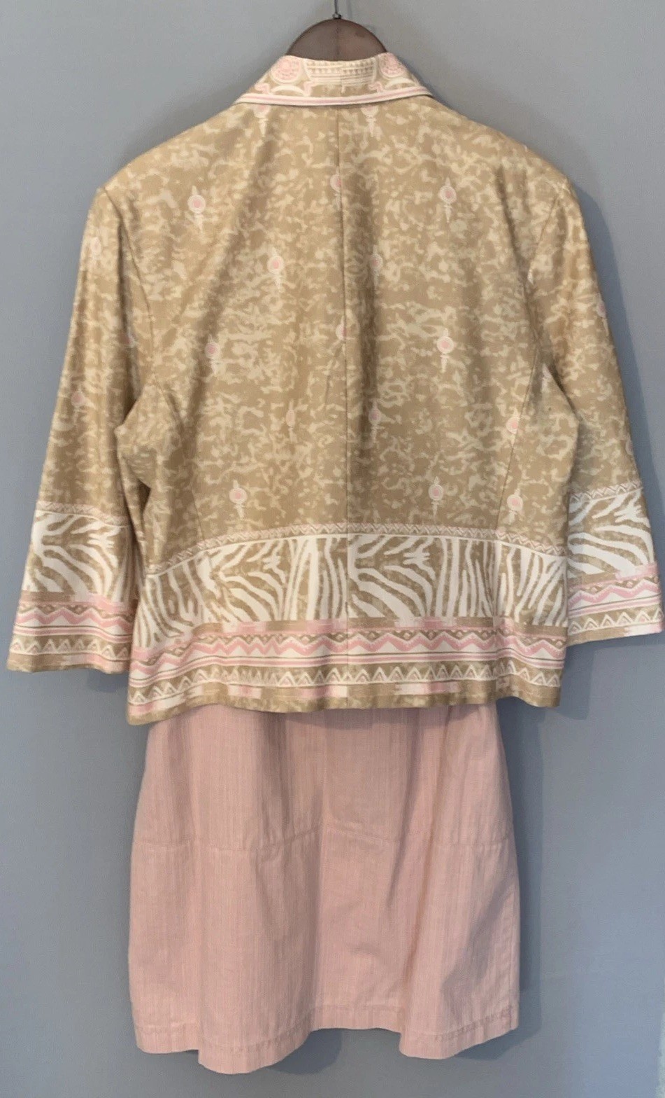 90s City Girl Nancy Bolen Skirt Suit Pink Cottage Pattern Mixing Animal Print XL