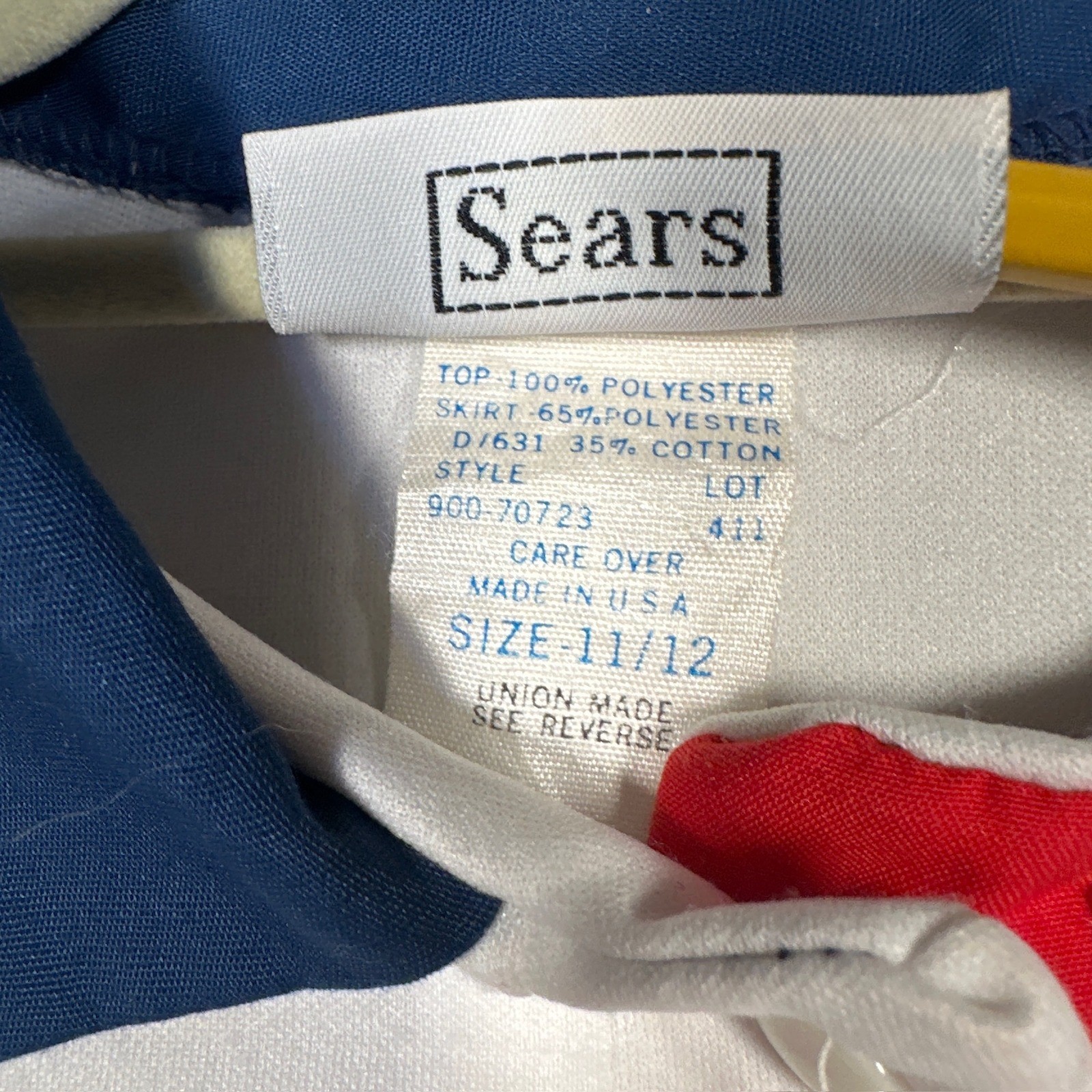 Sears The Sportdress Dress Women 11/12 Blue White Red 70s Vintage Union Made USA