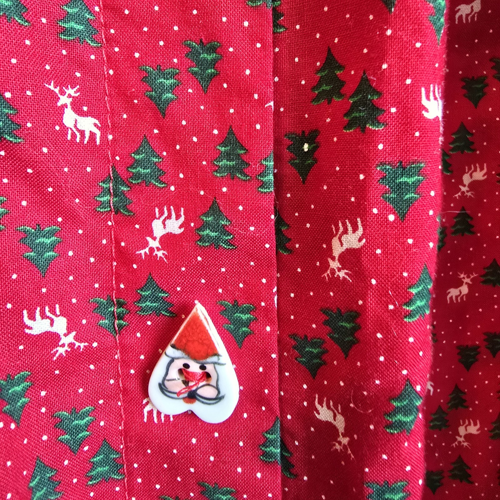 Vtg Dogwood Lane Dress Jumper S Red Fun Ceramic Buttons Festive 1 Front Pocket