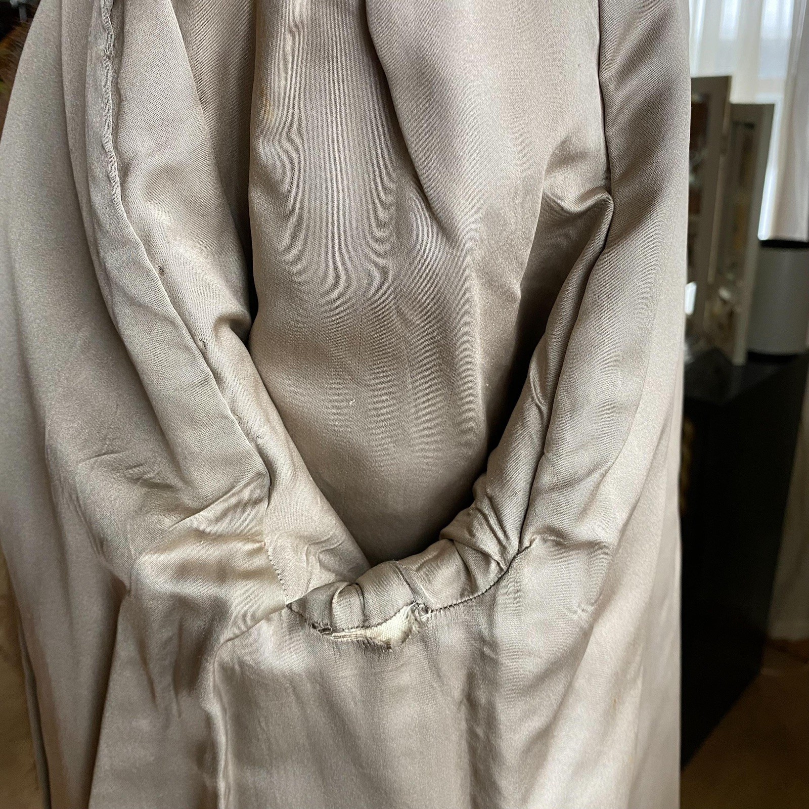 Vintage 60s mink coat midi autumn haze light brown shawl collar 46” bust EUC