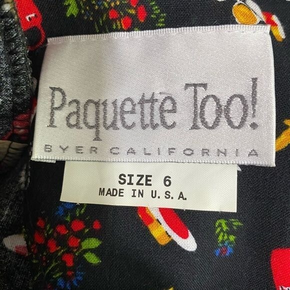 Vintage 80’s USA Paquette Too Byer California ladies dress black glam size 6