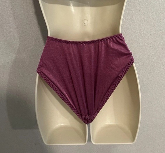 Vintage Maidenform High Hip French Bikini Panties Maroon Satin Burgundy Small