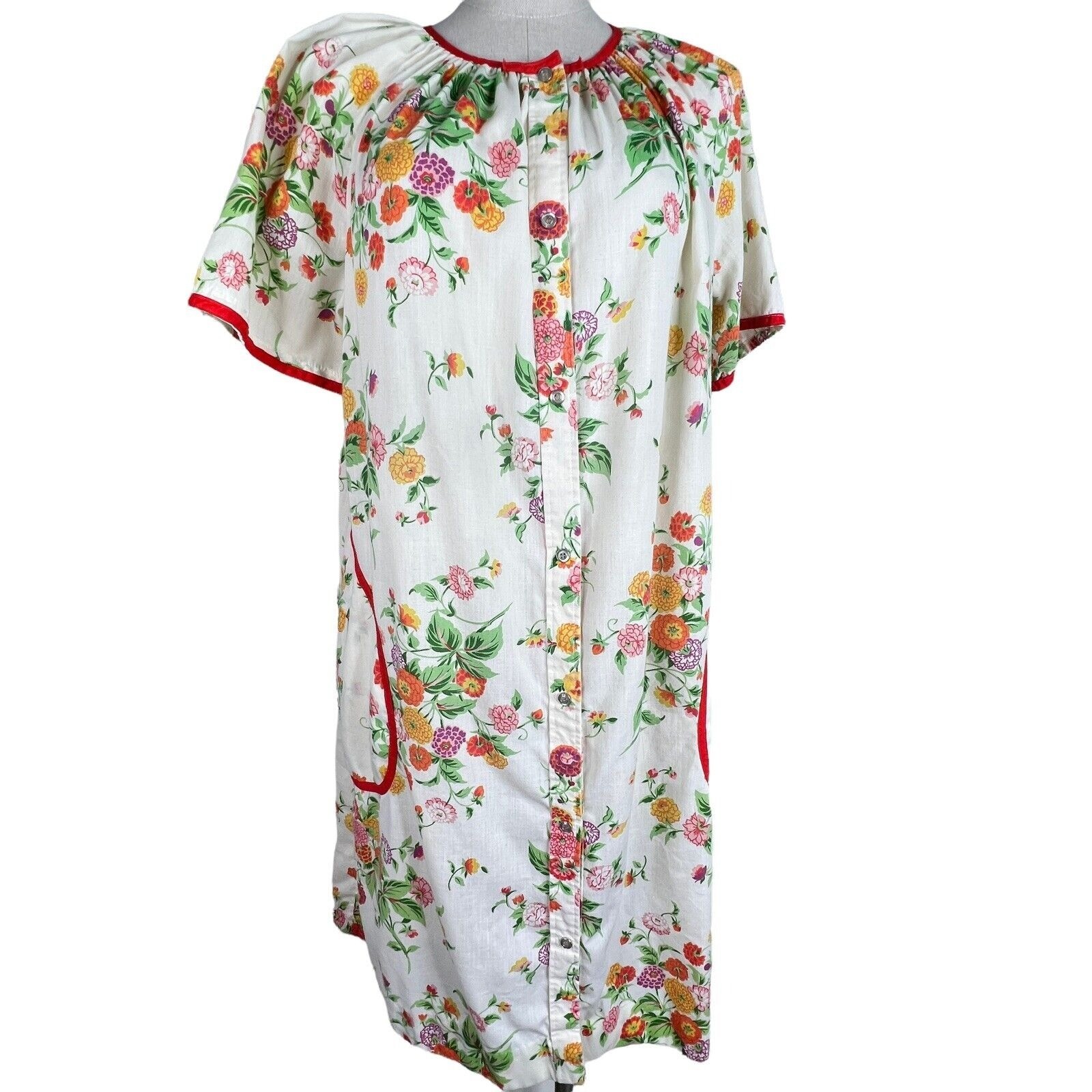 Vintage Models Coat House Coat Size Floral Snap Front Duster Muumuu Robe