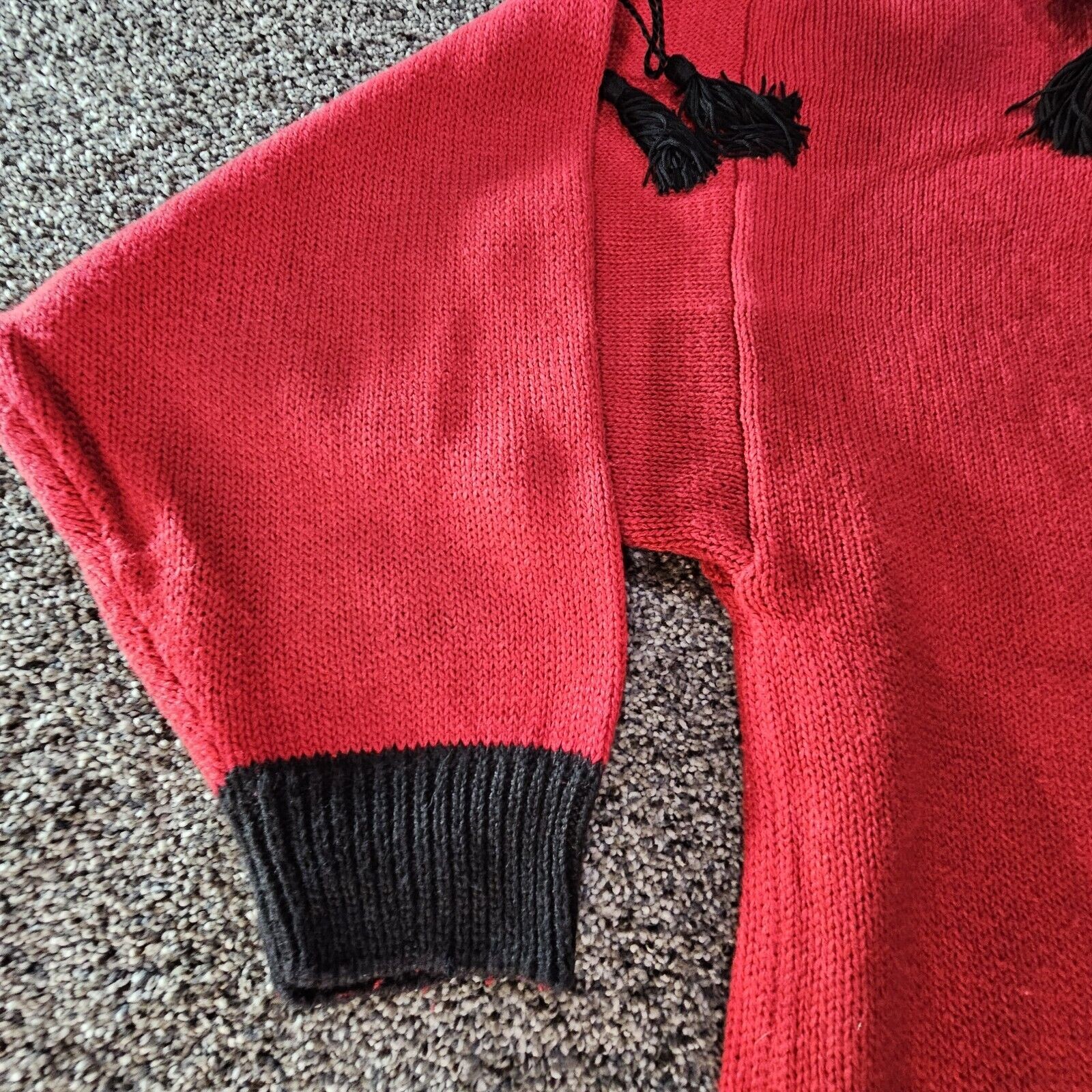 Vintage Bonnie and Bill By Holly Sweater Ladies XLarge Red Black 1980’s Tassels