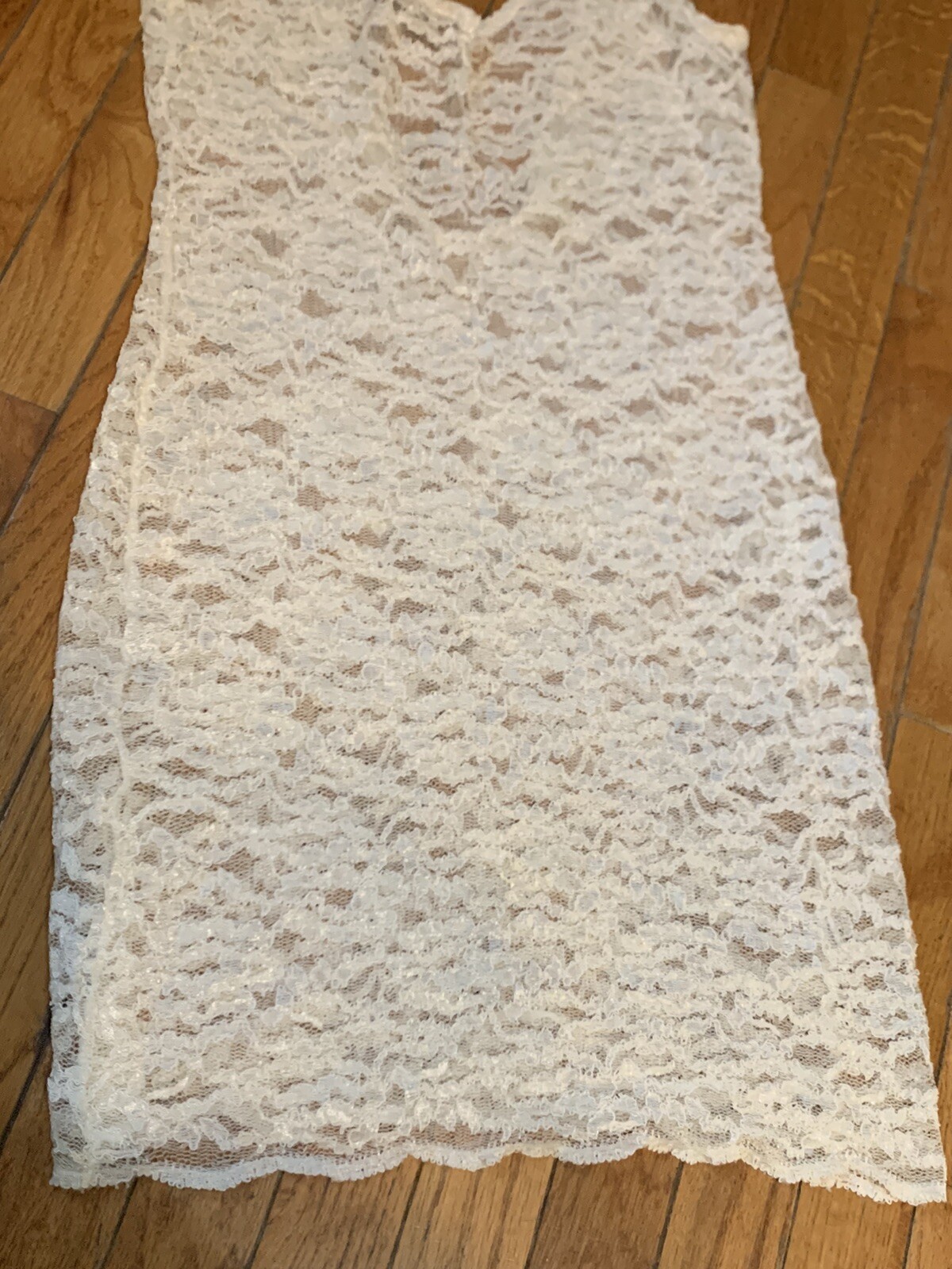 Sexy VTG Beige Gold Label Victoria Secret Sheer Lace Lingerie Nightie Slip M