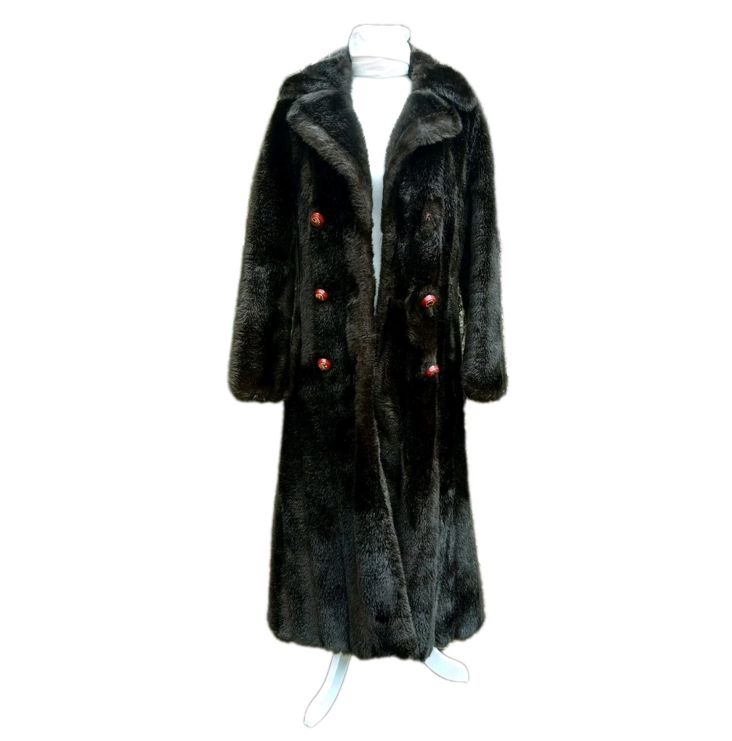 Vintage Royal Minke by Hillmoor Medium 8-9 Espresso Full Length Faux Fur Coat
