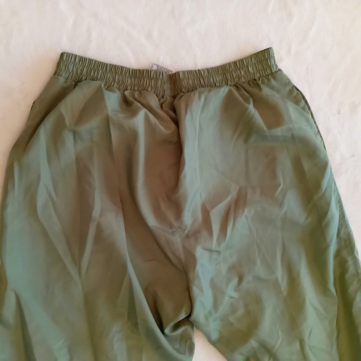 Out Brook Silk Green Pants Hip Hop Track Suit Pants SZ L Vintage 80s Style