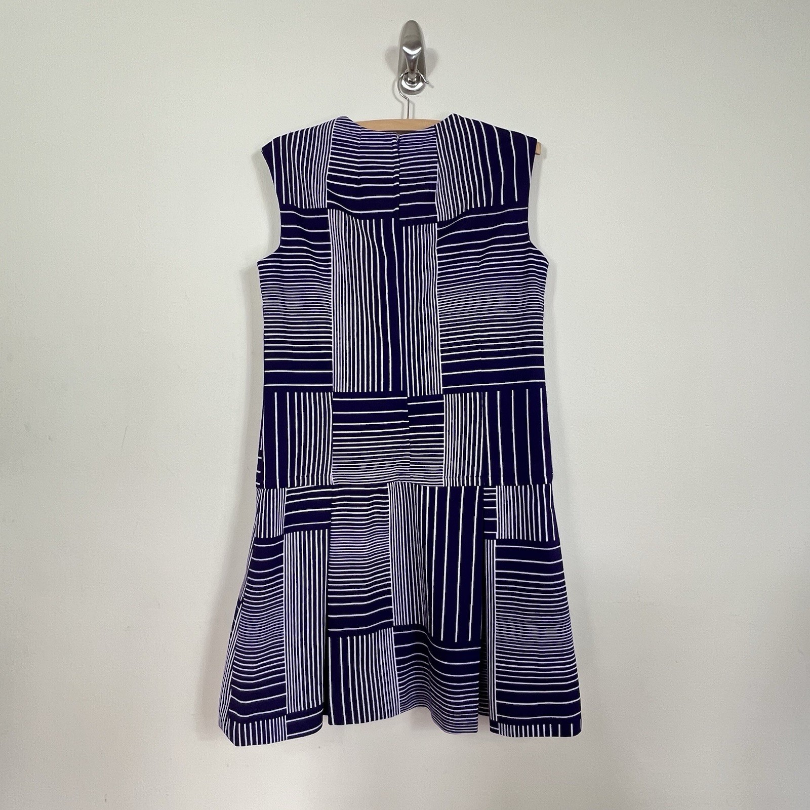 Vtg 60s Mod Striped Mini Shift Dress Drop Waist Go Go Scooter Retro talon zipper