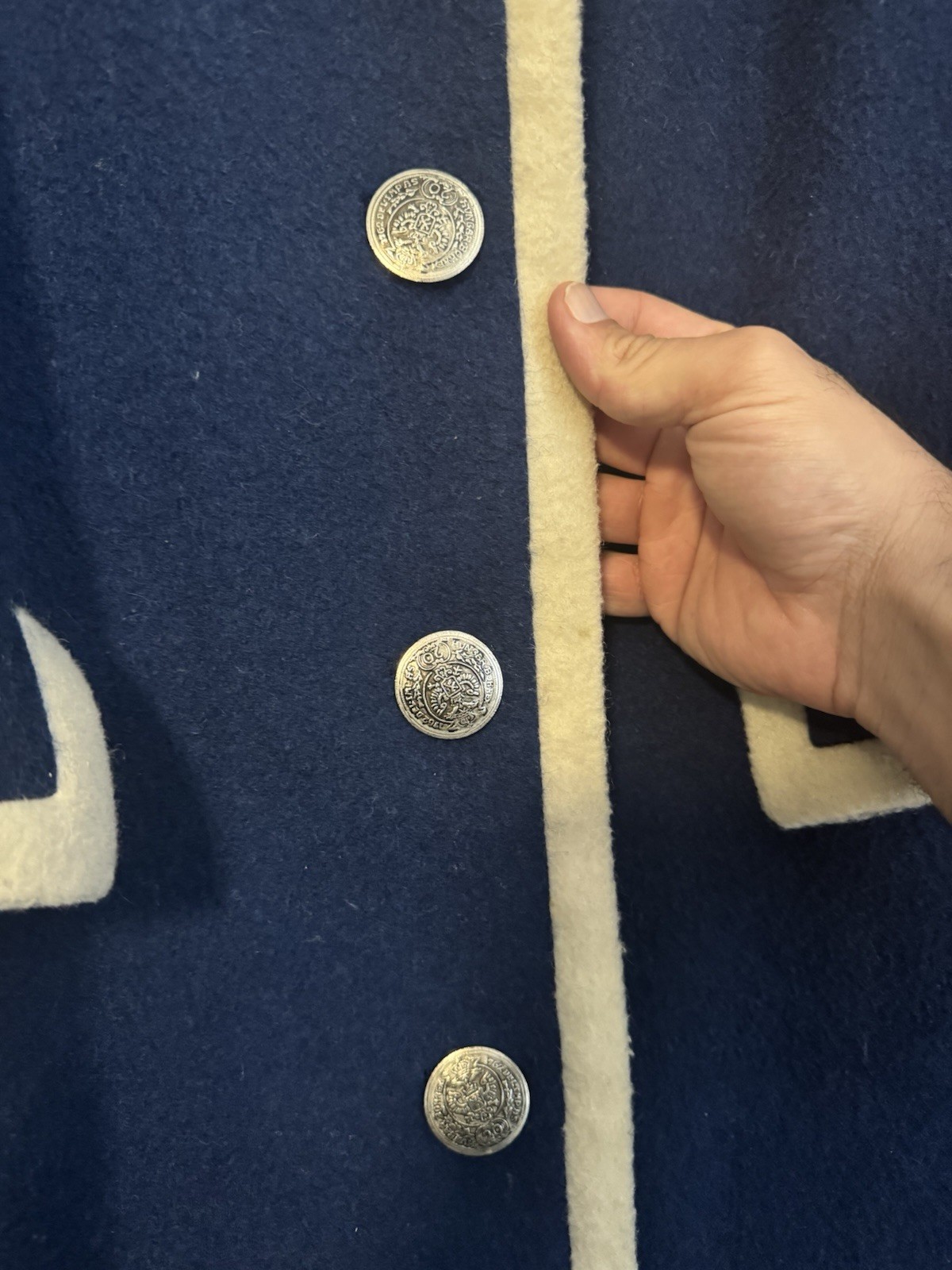 1970s West German Loden Wool Coat – Bavarian Coin Buttons Paisley Lined M/L