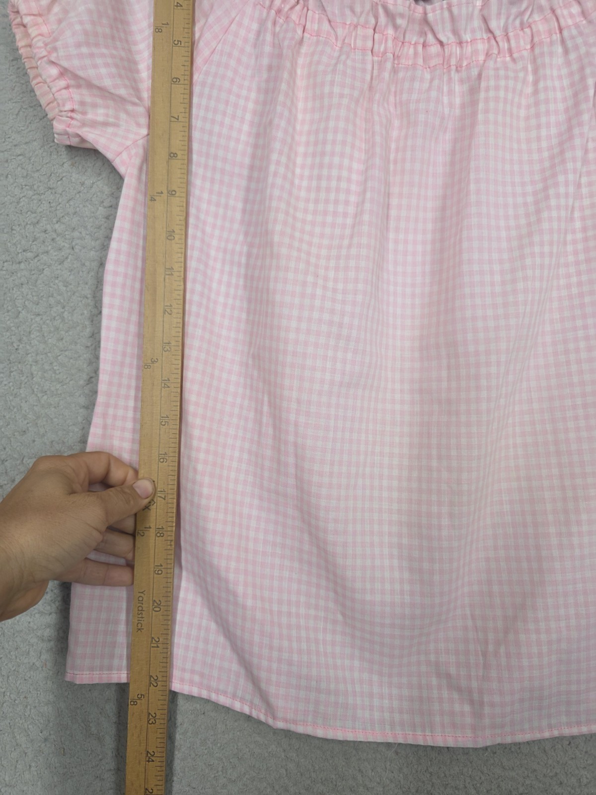 Vintage 70s Overall Dress Outfit Size 0 XS Pink Gingham Peasant Blouse Teens