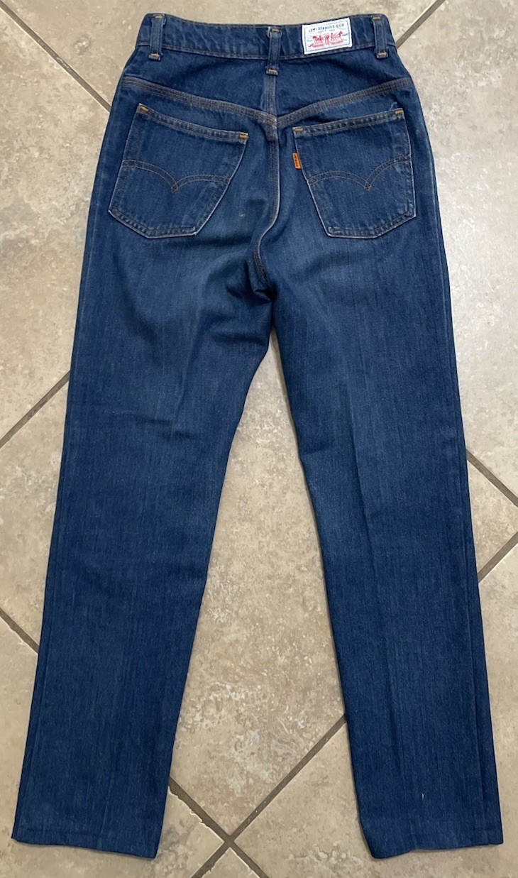 Vtg Levi’s White Label Orange Tab Jeans Custom 24×27 Scovill Zipper Snap Button