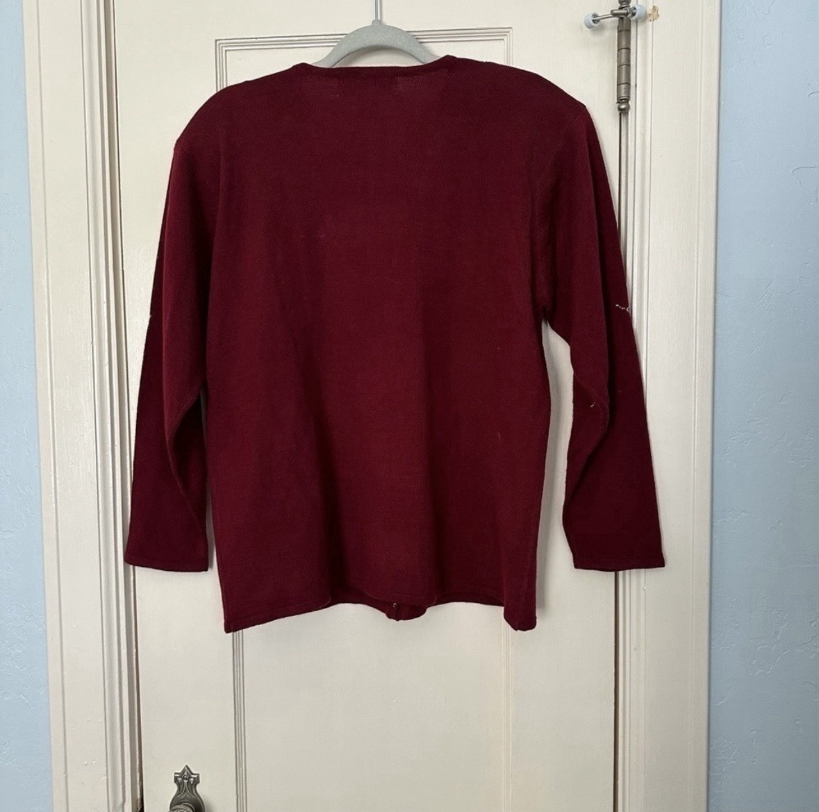 Victoria Harbour Vtg Cardigan Burgandy Beaded Cottagecore Granny Embroidery Sz M