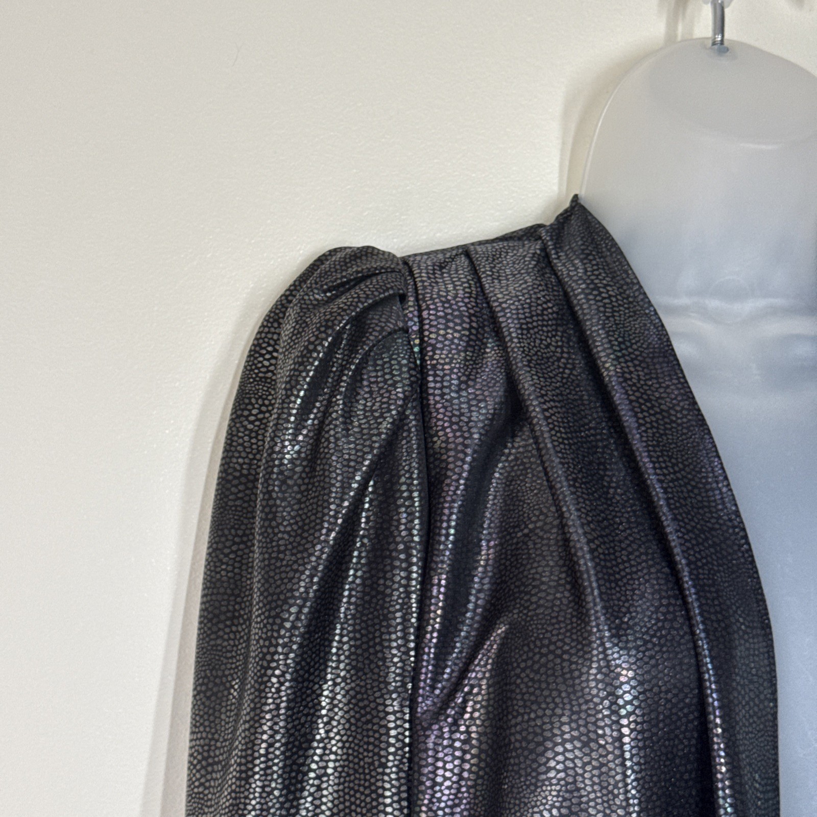 Vintage Gilberti Long Duster Jacket Black Rave Shimmer Disco Size M Cyber Goth