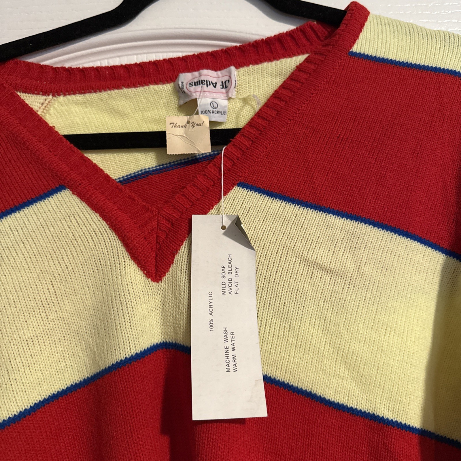 VTG 80s JF Adams Women’s Acrylic red and yellow Long Sleeve Sweater. 80s nwt