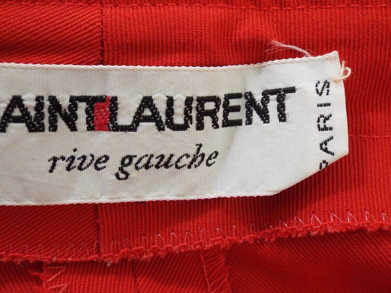 VTG 1970 Yves Saint Laurent Rive Gauche Red Wool Pants YSL Wide Leg Trousers USA