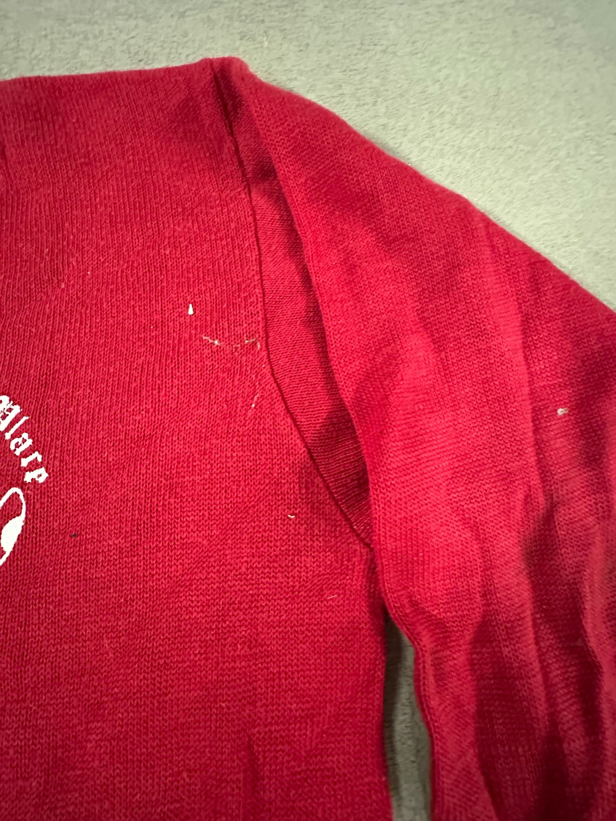 Vtg 1960’s Creslan Rayon My Brothers Place Green Bay Sweater XL Red Frog V-Neck