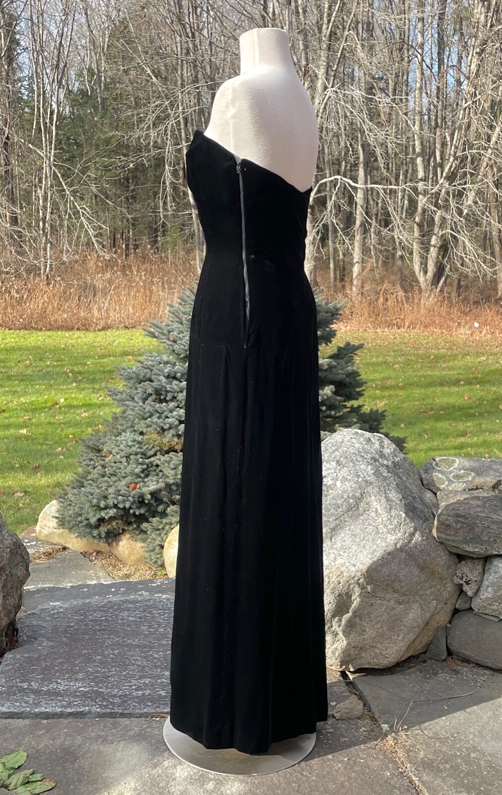 SALE Vintage Adele Simpson Glamorous Black Velvet Strapless Evening Gown