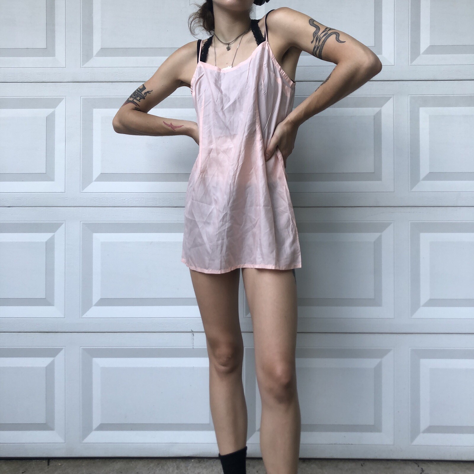 Vtg 90’s Anna Sui Henri Bendel NY baby Pink Slip Dress Lingerie Size S Design AS