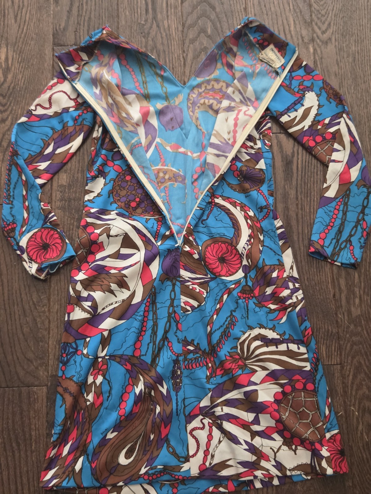 Vintage 60s Imported by Riviera Psychedelic Mod Mini Dress Trevira 2000 Italy S