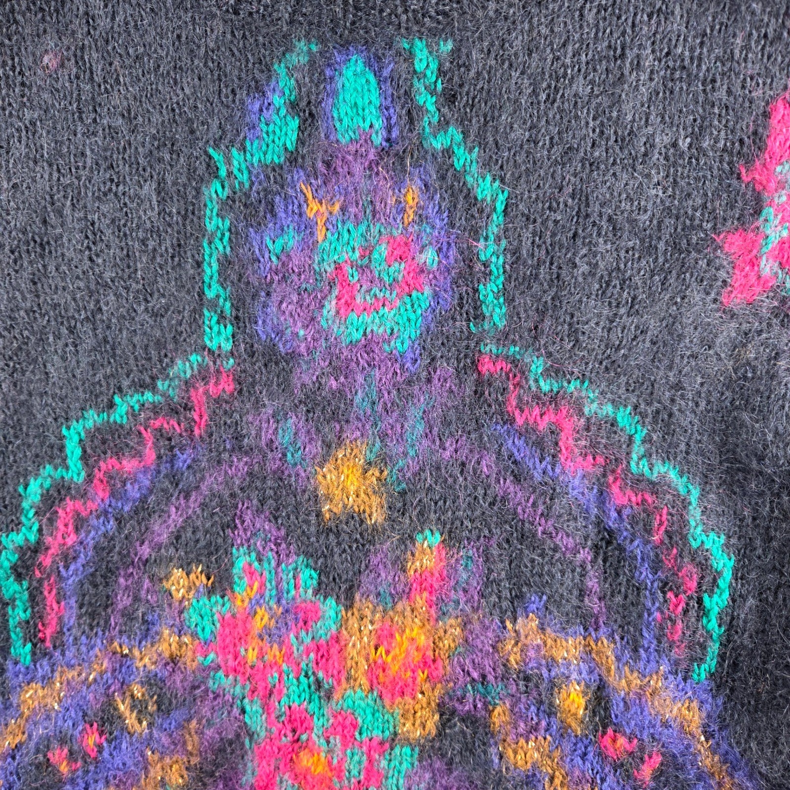Studio Michelle Stuart Sweater Womens S Purple Mohair Blend Vintage Intarsia