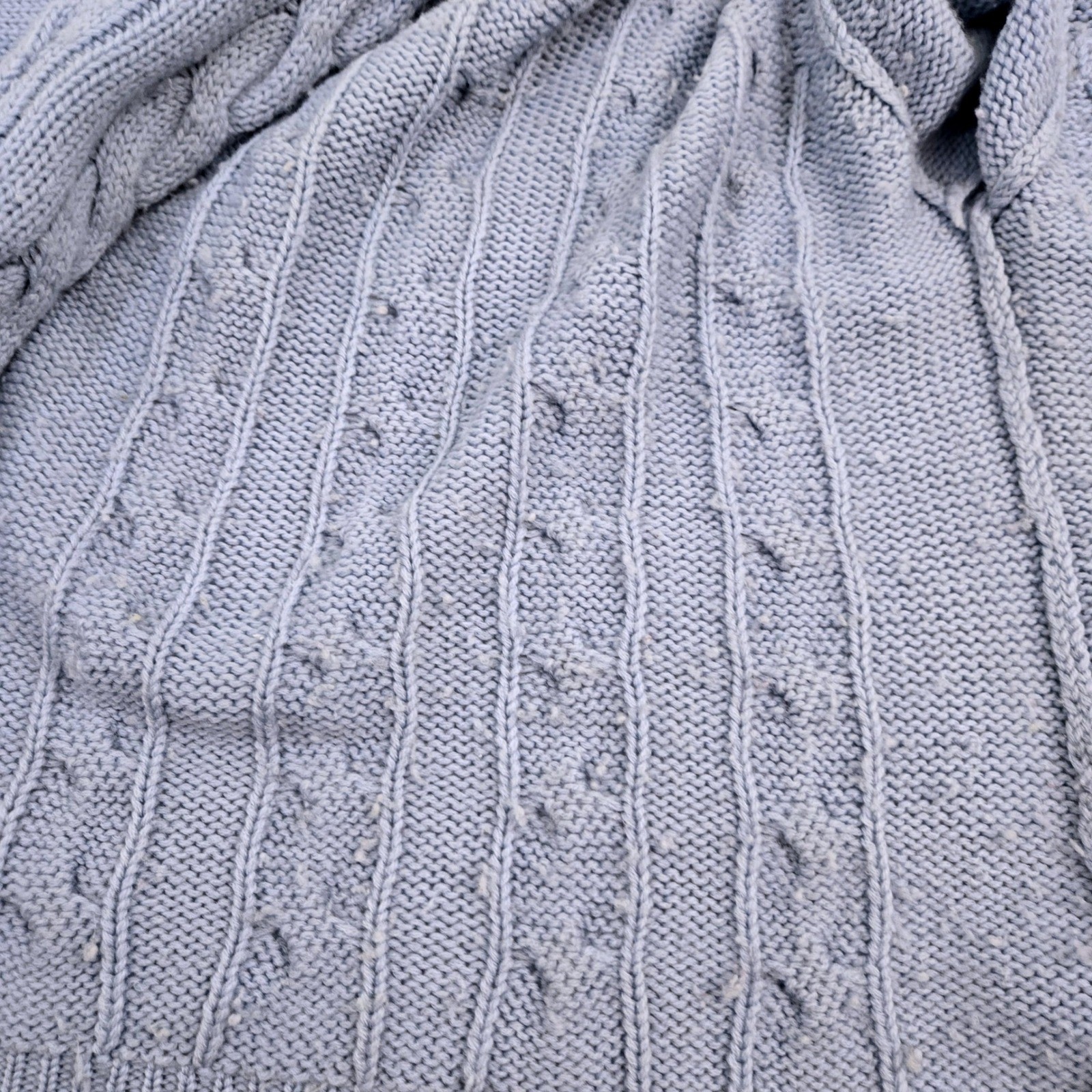 Vintage Billie Jo Blue Wool Cardigan Sweater L Large Cable Knit Hong Kong 70s