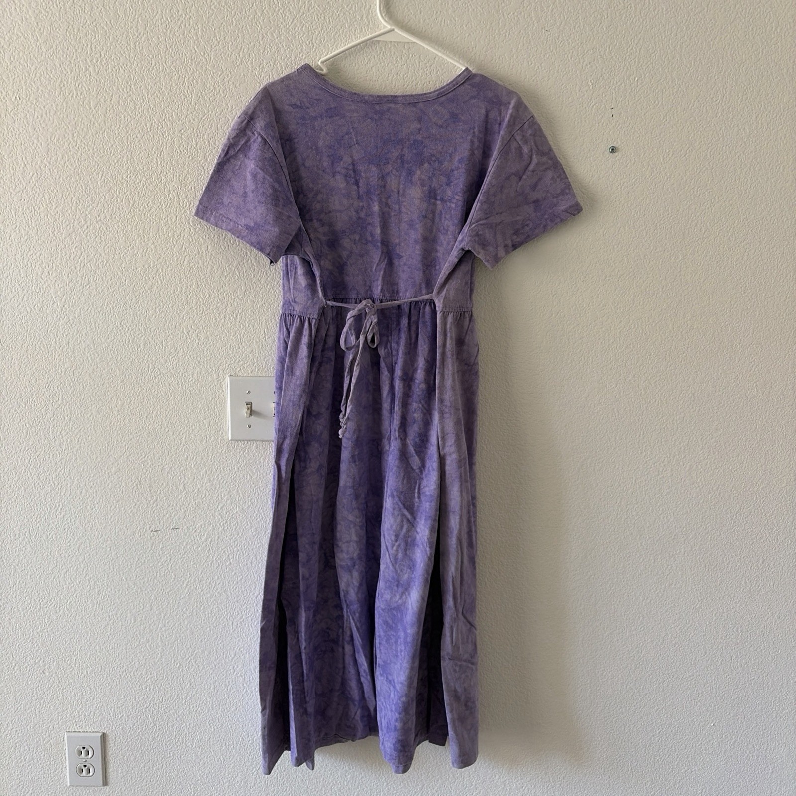 Vintage Cactus Bay by Lynée Tie-Dye Purple Flower Long Maxi T-Shirt Dress Size M