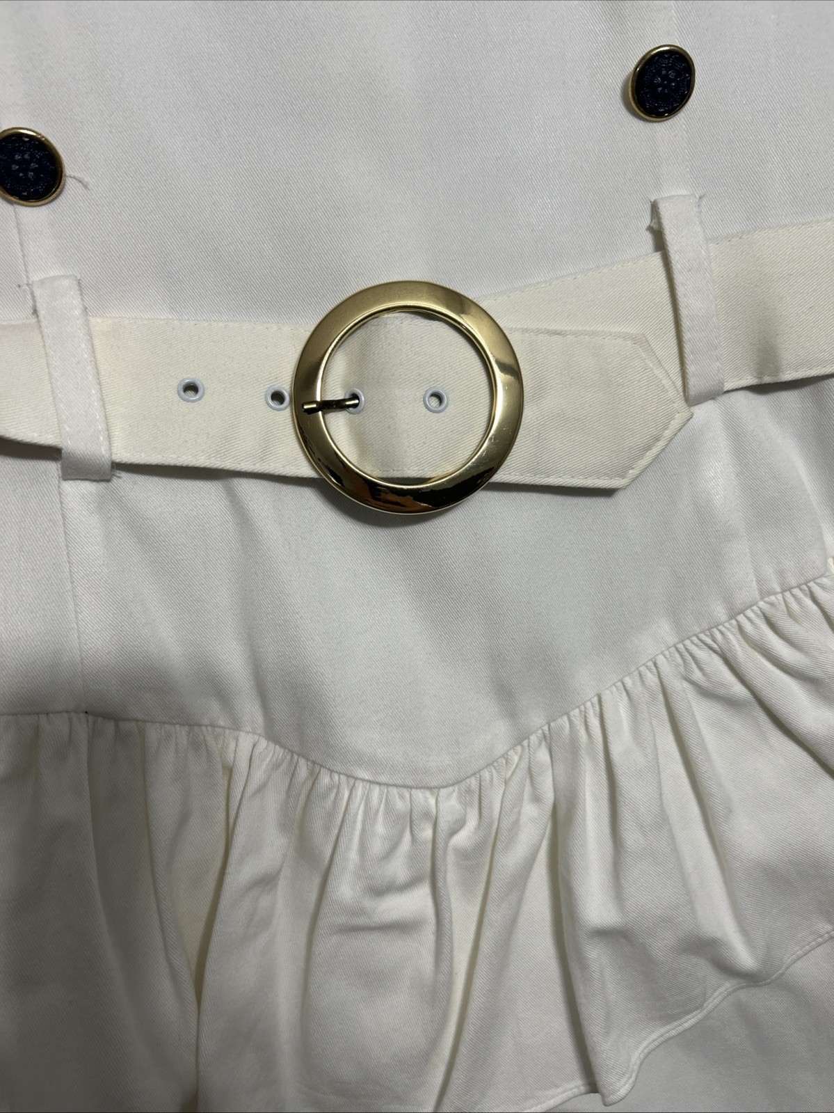 Mayvens Women’s Ivory VTG 1980s Sailor Stewardess Belted Party Dress Size 11