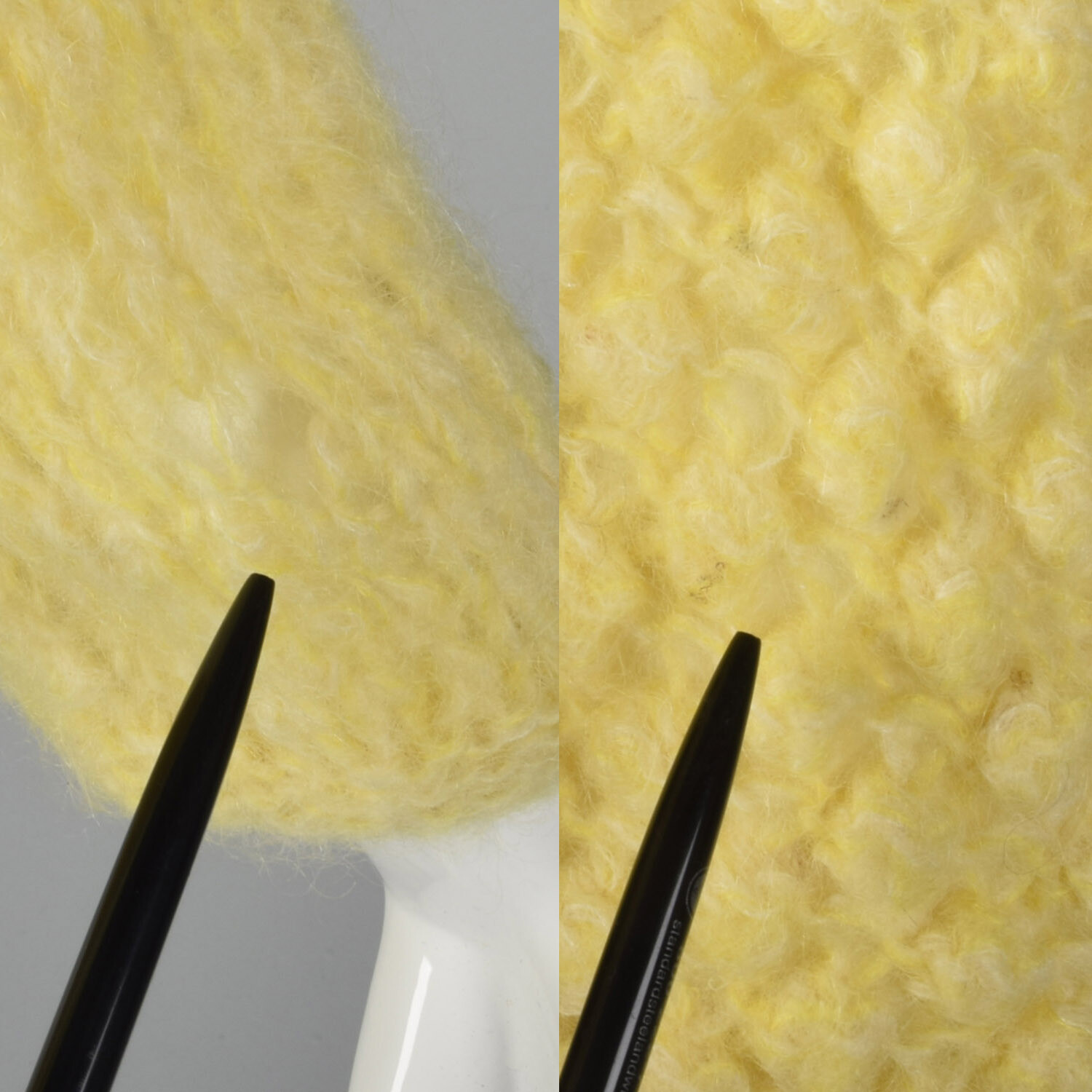 Large 1960s Sweater Yellow Hand Knit In Italy Cardigan Puff Stitch VTG 60s