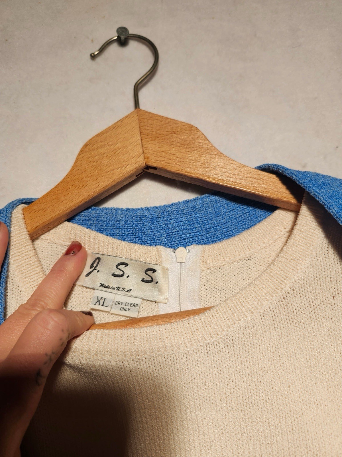 VTG J.S.S. Knit Pants Suit Wool Blend Cardigan 3 Piece Leisure Loungewear Sz XL