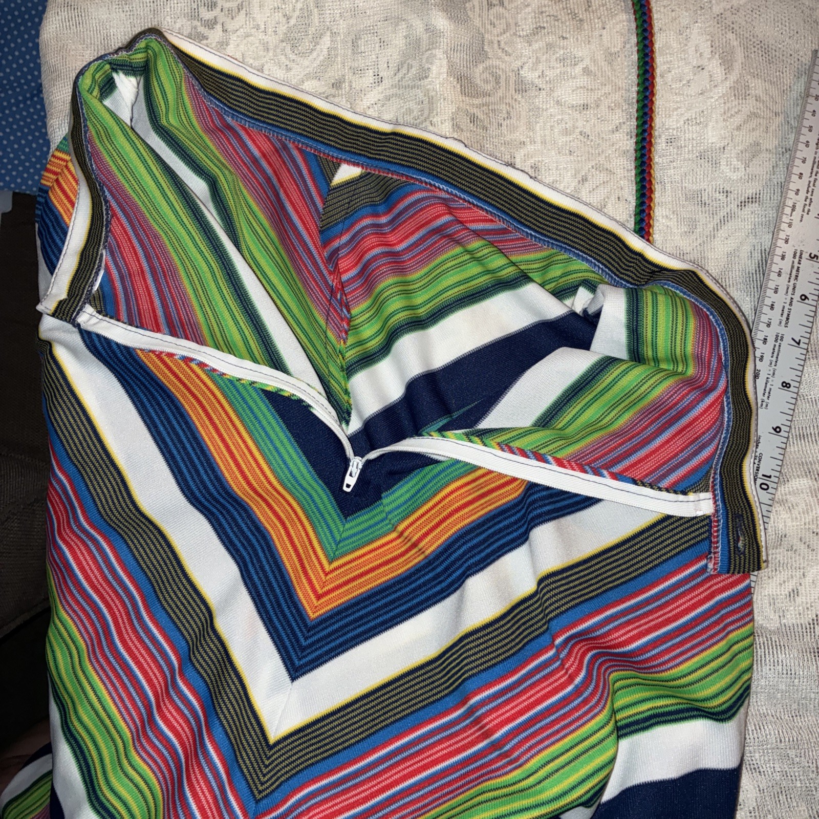 Vintage 70s Tomboy of California? Retro Rainbow Stripe A Line Mini Skirt