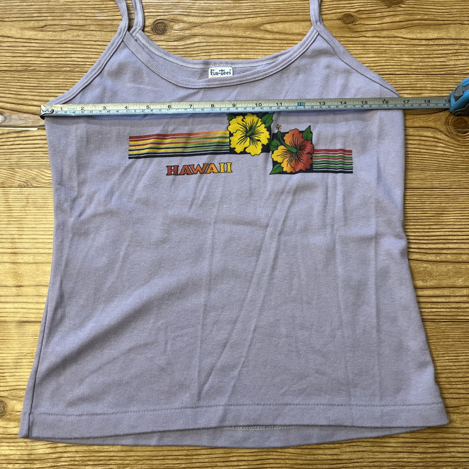 Vintage 80s Fun-Tees Hawaii Floral Blossom Women’s Tank Top T Shirt Size XL