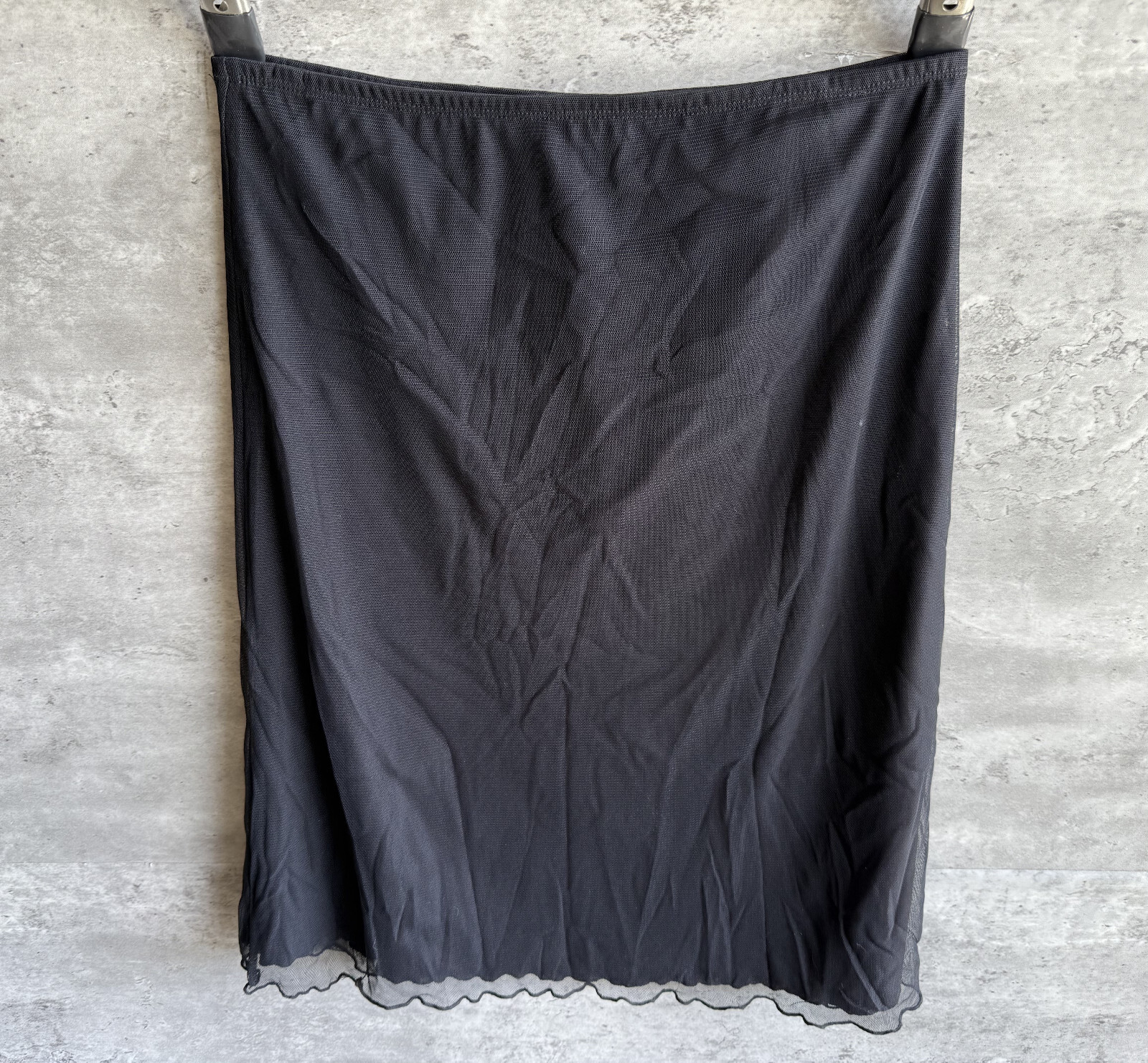 Vintage 1990s Uniform John Paul Richard Black Mesh Midi Skirt Size M